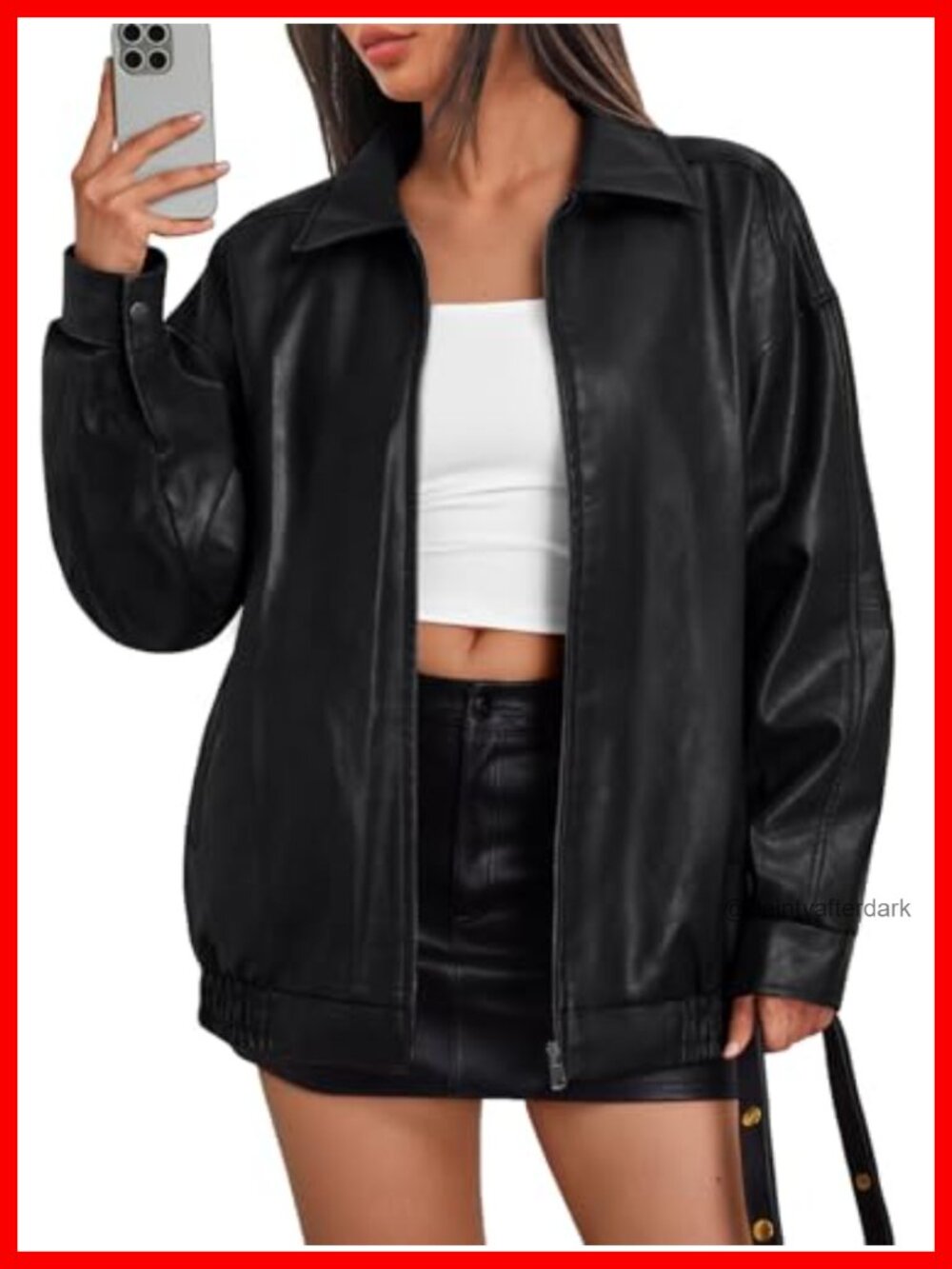 Womens Oversized Vegan Leather Moto Bomber Jacket Fall Winter Coat
